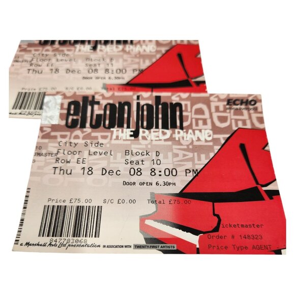 Elton John "The Red Piano" 12/18/2008 Concert Tickets Echo Arena, Liverpool - Picture 2 of 6